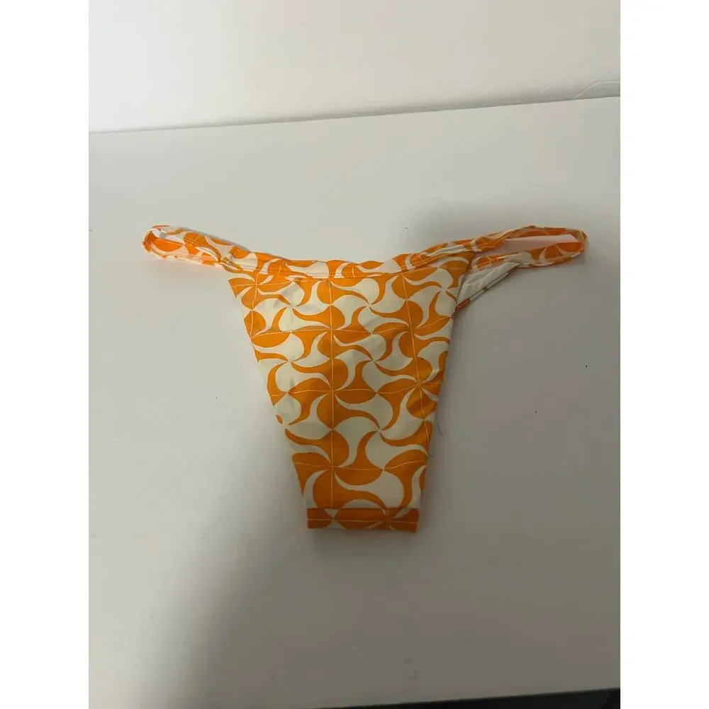 NWT L*Space Women's Swimwear Camdyn Bikini Bottom Bitsy Cut Orange Cream Size S